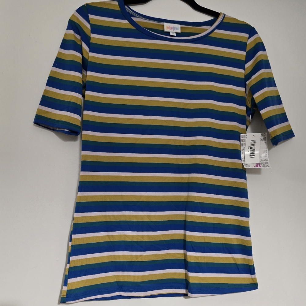 LuLaRoe Striped Tunic - Blue, Green, Yellow